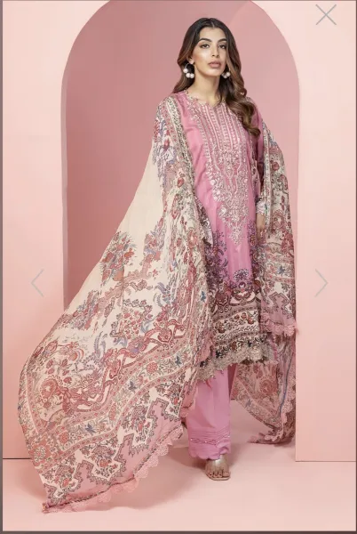 Pakistani Original Khaadi Stitched 3Pcs_ Pink 